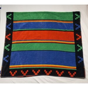 Vintage Juana Berner Brastex Brazil Aztec Stripe Beach Towel 100% Cotton 37x64‎